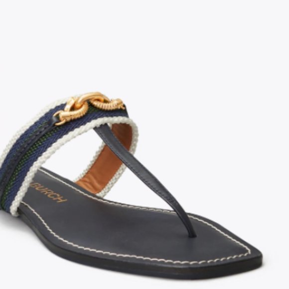 Tory Burch Shoes - Tory Burch Leather Embellishment at Thong Sandals